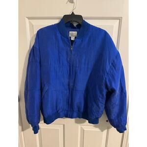 1010 Design Vintage Mens Brushed Silk Quilted Lined Bomber Blue Size M